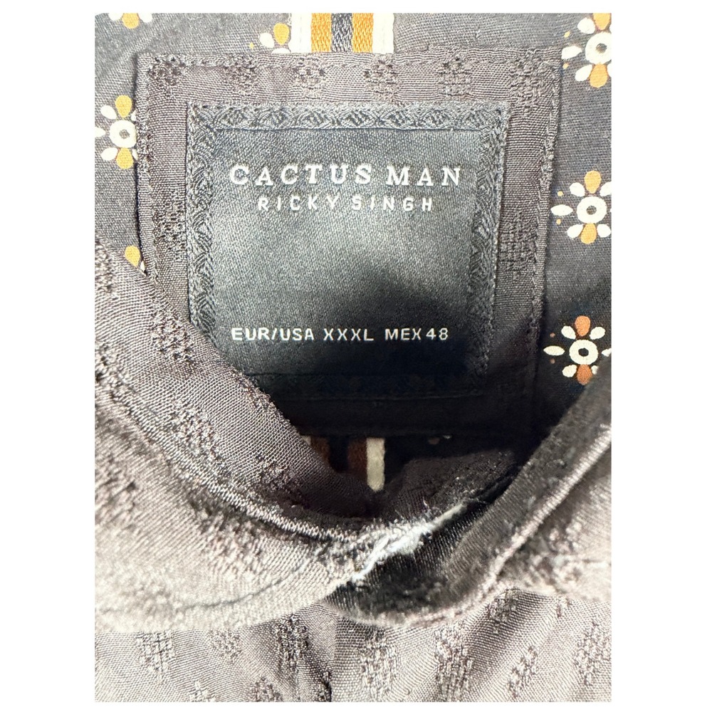 Cactus Man 3XL Ricky Singh Black Textured Diamond Long Sleeve Button Down Shirt - Picture 3 of 5